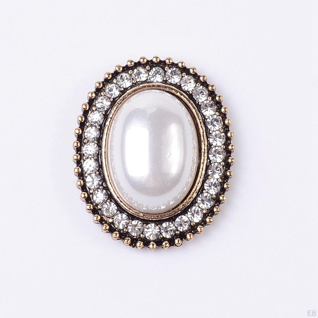 5 Pieces Alloy Rhinestone Buttons, Flat Back Brooch Buttons Sparkly Bling Sew on Clothing