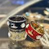 Seiko Empress Dowager White Pearl Punk Couple Ring with Vintage Enamel Glaze