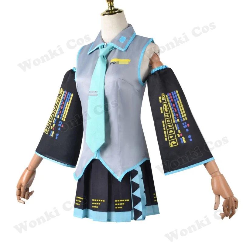 V Miku Cosplay Costume Green Ponytail Wig Virtual Singer Cosplay Shoes Boots Official Uniform For Girl Party Comic Con Outfits