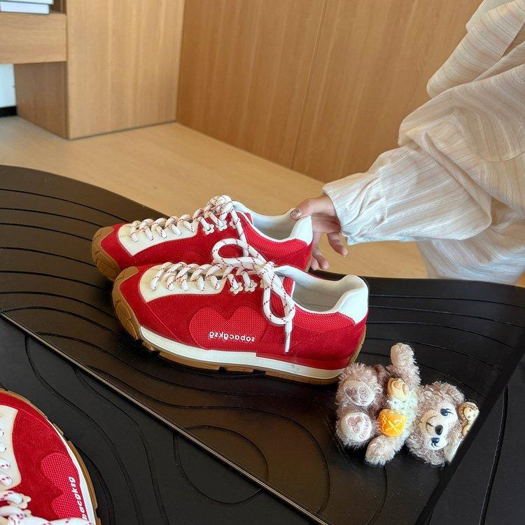 Retro Forrest Gump training shoes women's platform flower stray shoes 2025 new breathable versatile casual sports jogging shoes