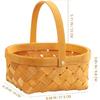 Wooden Small Woven Basket, 8.4 X 6.2 X 3.9 Inch Portable Handmade Rattan Storage Container with Handle - Easter Baskets for Collecting Eggs Portable