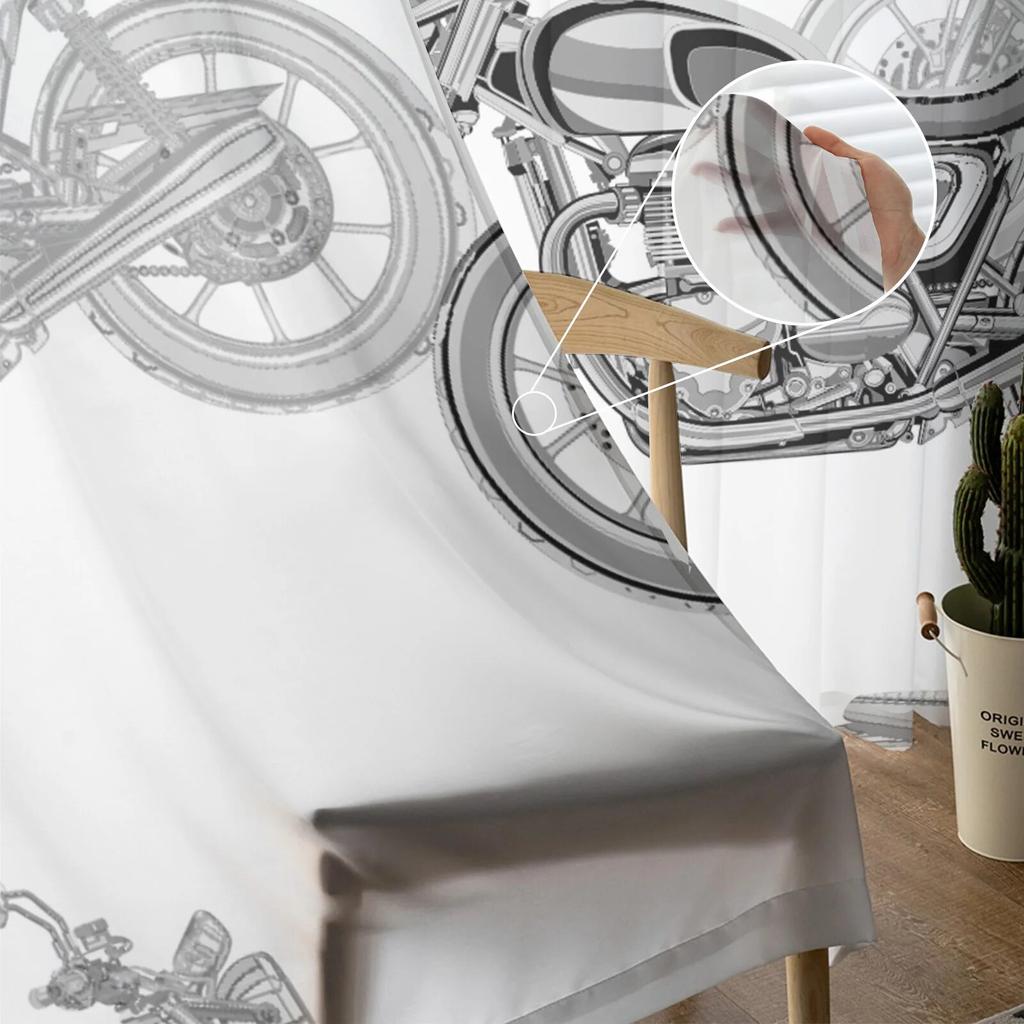 Motocykl Transport Okna Zasłony Salon Tiulowe Zasłony Wystrój Kuchni Dzieci Pokój Zasłony Obróbka Okna