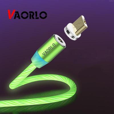 VAORLO Zářící magnetický nabíjecí kabel Kabel + kvalita zástrčky pro Micro Type-C 8kolíkové snadné nabíjení Módní nabíjení USB