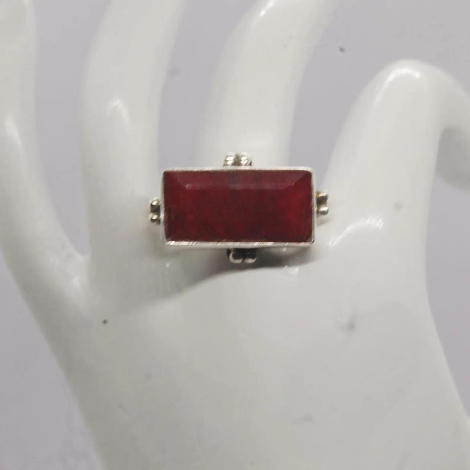 

Genuine Raw Ruby 925 Sterling Silver Ring Jewelry, Handmade Artisan Gift Ring 6