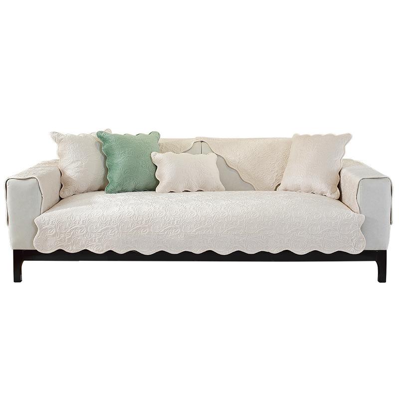 Dutch Velvet Rose Embroidery Solid Color Sofa Cushion Simple And Modern Combination All-Inclusive Universal Sofa Cover Skin-Friendly And Non-Slip