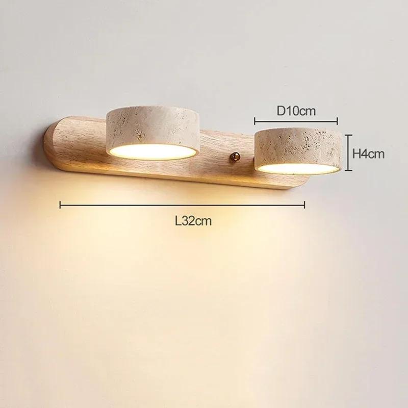 Travertine Wall Light, Wabi-Sabi Style Rotatable LED Lamp, Dimmable Lighting for Bathroom Mirror & Vanity Area