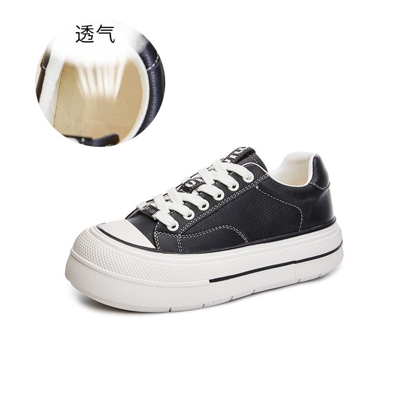 

The first layer of cowhide white shoes women s 2025 spring new thick-soled heightening board shoes women s versatile casual shoes big head women s sho 35 чёрный