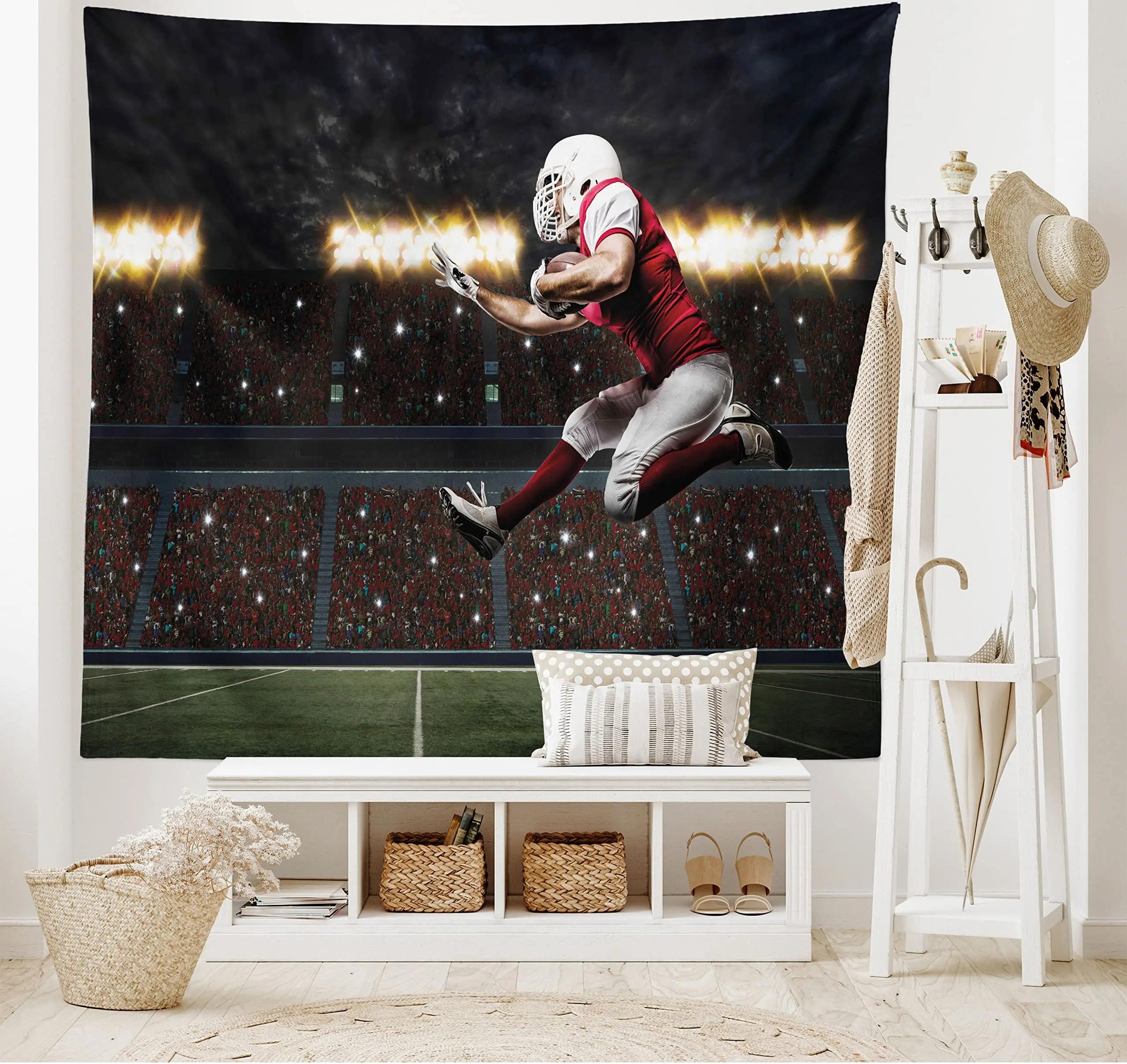 

American Rugby Tapestries for Kids Teens Man Bedroom Sports Theme Football Athlete Tapestry Wall Hanging for Living Room Decor 74x94cm(29x37in)