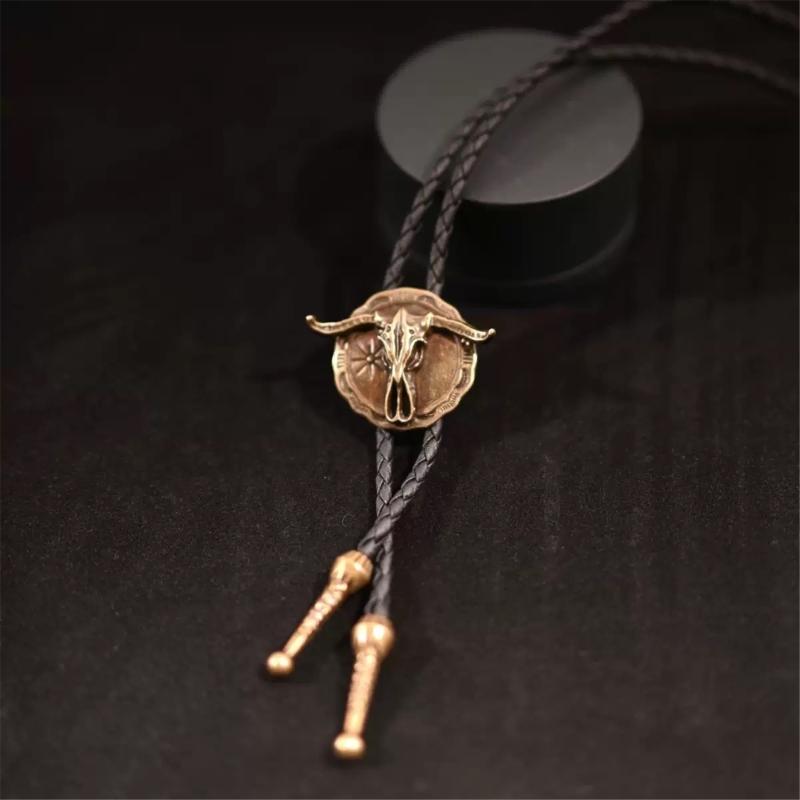Moderno Cravattino Bolo Occidentale Gioiello per Collare Ciondolo Inciso Cordino Catena per Camicia da Uomo Outfit da Lavoro e Casual