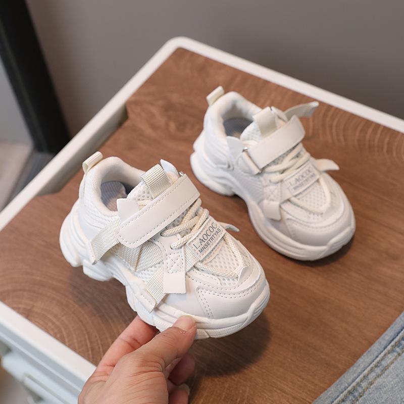 

Children Sports Shoes Spring Lightweight School Boy Running Shoes Little Girl Sneakers Soft Patchwork Student Shoes H03035 22 бежевый