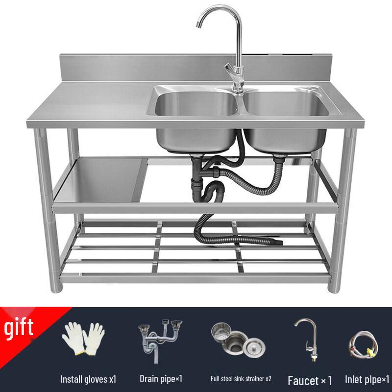 TaiJuFu 304 Stainless Steel Kitchen Sink Set, 120x50x80cm