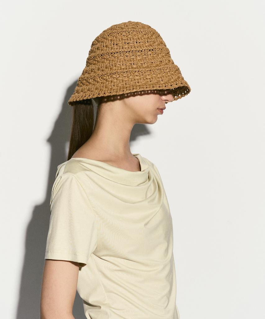 RE RHEE Crochet Bucket Hat Sand