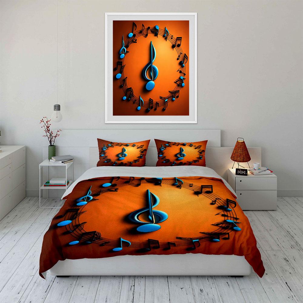 Musical Notes Themed Decoration Set Soft Comfortable Duvet Cover Bedding Set Included 1*Duvet Cover & 2*Pillowcases, Gift