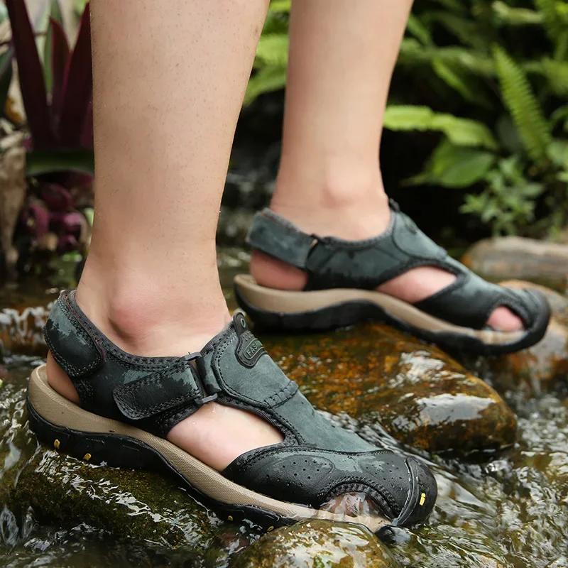 Fashion 2024 New Man's Shoes Genuine Leather Men Sandals Summer Men's Shoes Outdoor Water Shoes Leather Sandals For Men