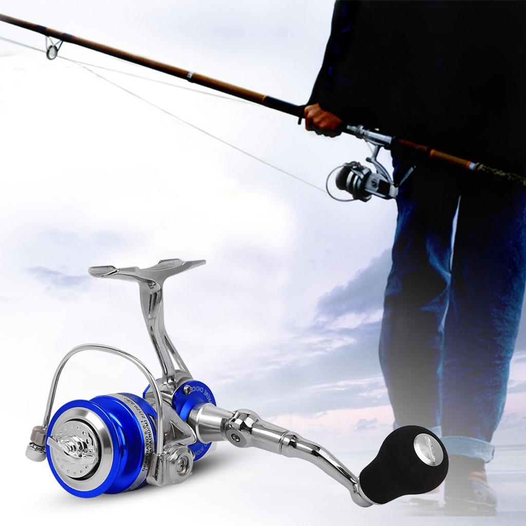 All Metal Mini Ice Winter Rock Sea Fishing Lure Spinning Reel Fishing Ling Wheel Tackleblue silver