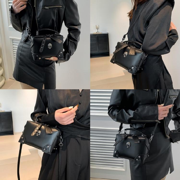 Women Shoulder Crossbody Bag Gothic Skull Crosses PU Leather Top Handle Handbag