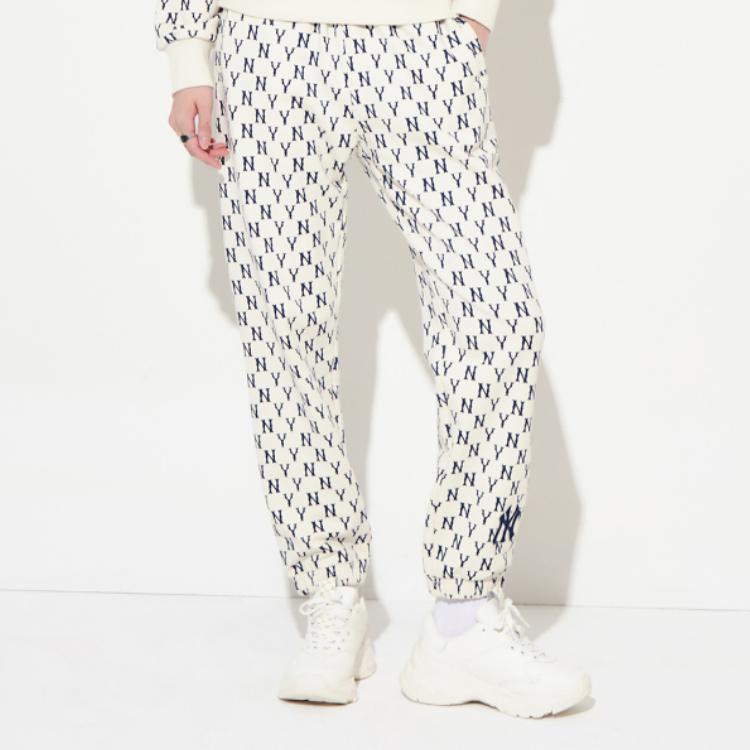 New MLB Monogram MLB Basic Logo Knitted Sweatpants Unisex Cream 3ATPM0121-50CRS