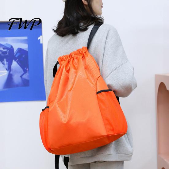 Swimming Gear Bag Sports Backpack, Drawstring Gym Backpack with Side Mesh Pockets, Double Pocket Waterproof Workout for Basketball Soccer Swim