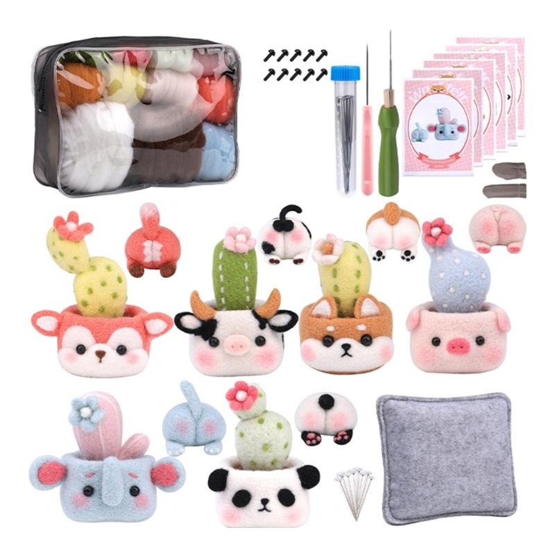 Animal Needle Felting Supplies for Felted Animal, Beginner Wool Felting Supplies with Needle, Instruction, Wool Roving 1