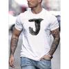 European Size The Letter J Pattern Simple Print Tee Shirt, Tees For Men, Casual Short Sleeve T-shirt For Summer Funny Soft Tees