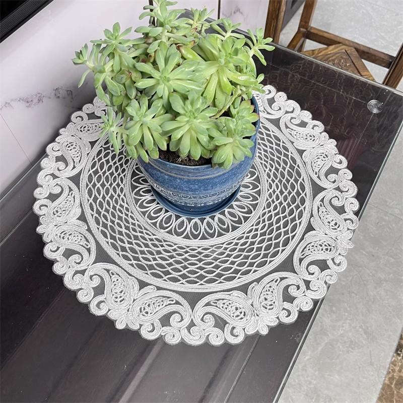 high quality woven embroidery round classic table mat Home Use vase pad Furniture appliances Dust cover Christmas wedding decoration