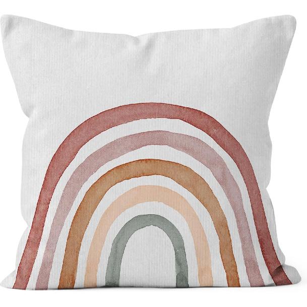 HIWX Boho Rainbow Pillow Cover - Classroom Decorative Pillowcase Throw Pillow - 18 x 18 Inch