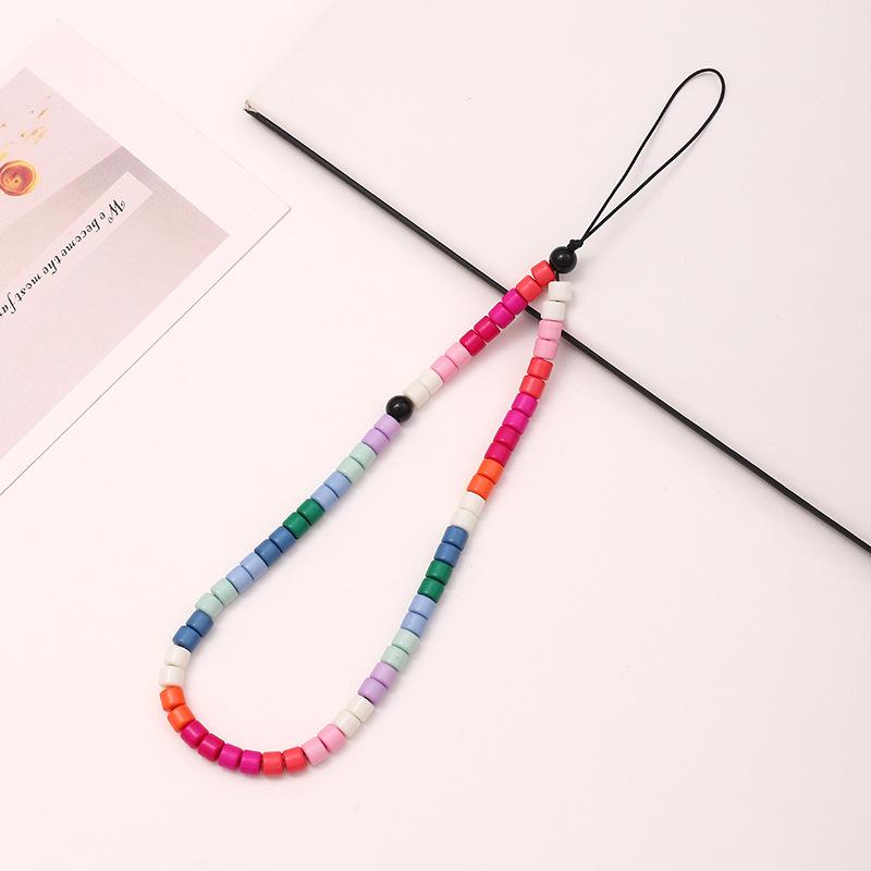 Colorful Cartoon Bear Mobile Phone Chain with Electroplating Grid Design