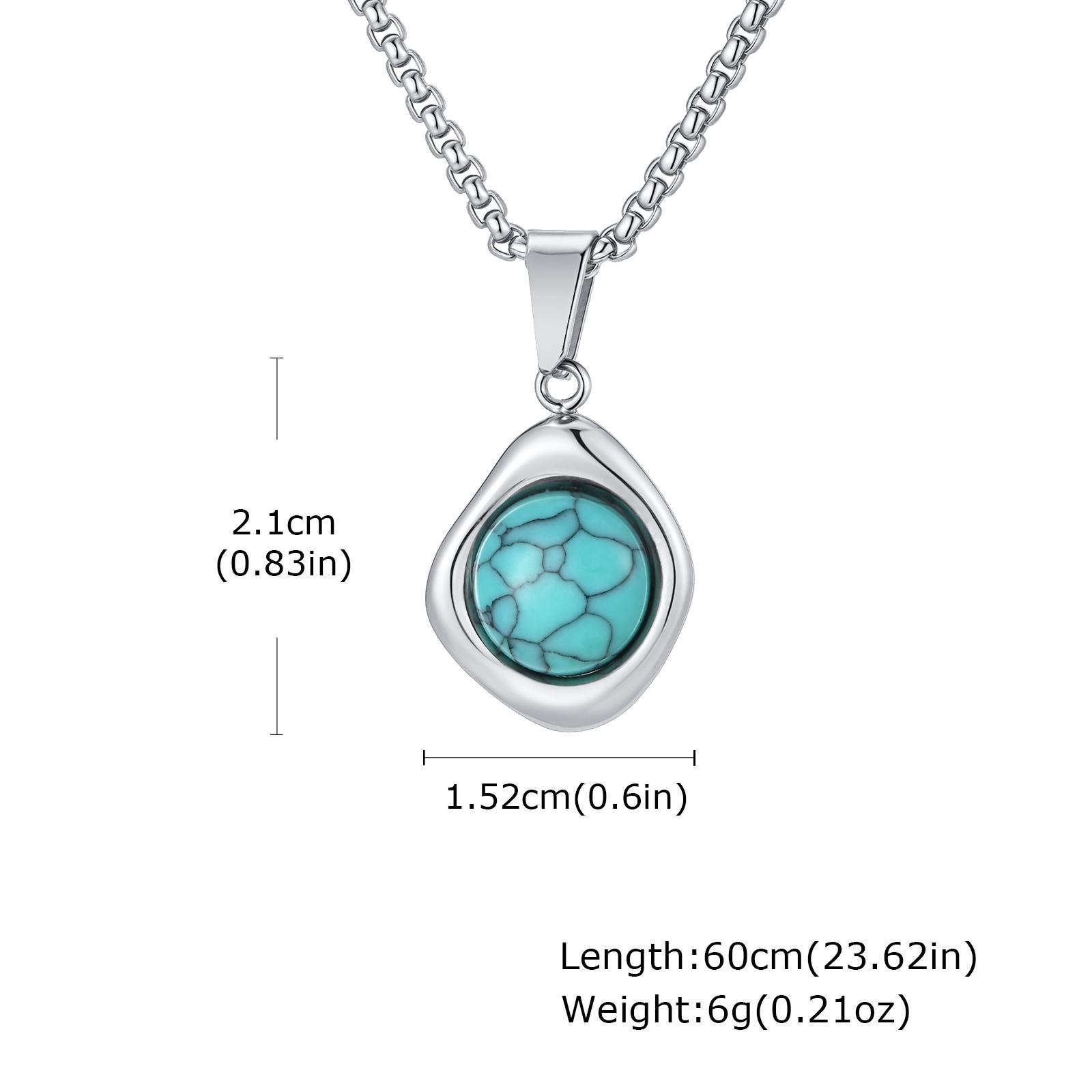 

Classic Fashion Round Natural Agate Tiger Eye Stone Necklace for Men, Stainless Steel Irregular Pendant Necklace, Punk Jewelry