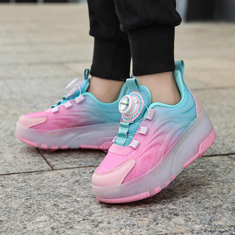 Runaway Shoes Children 6-12 Years Old Skates Girls Double Wheel Shoes Can Be Accepted Boys Luminous Roller Skates
