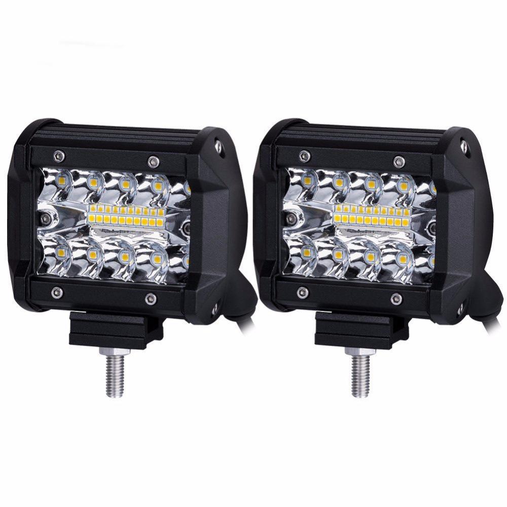 24V LED Work Light Bar Car High Brightness LED Spotlights 60W 20Led Work Lamps For Pickup Truck Van Jeep SUV 4x4 2Pcs