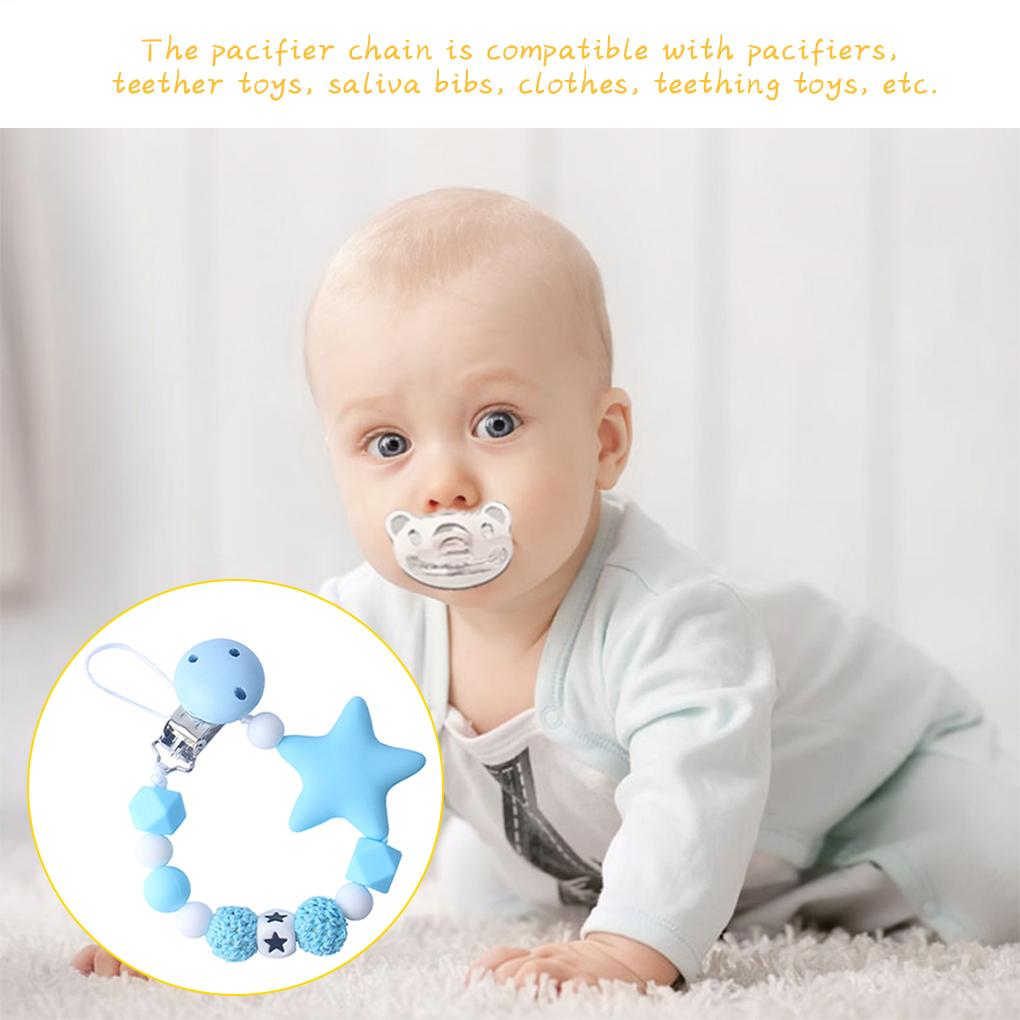 Chain Baby Silicone Chain Portable Reusable Clip Teething Chew Toy Newborn Safety Clips