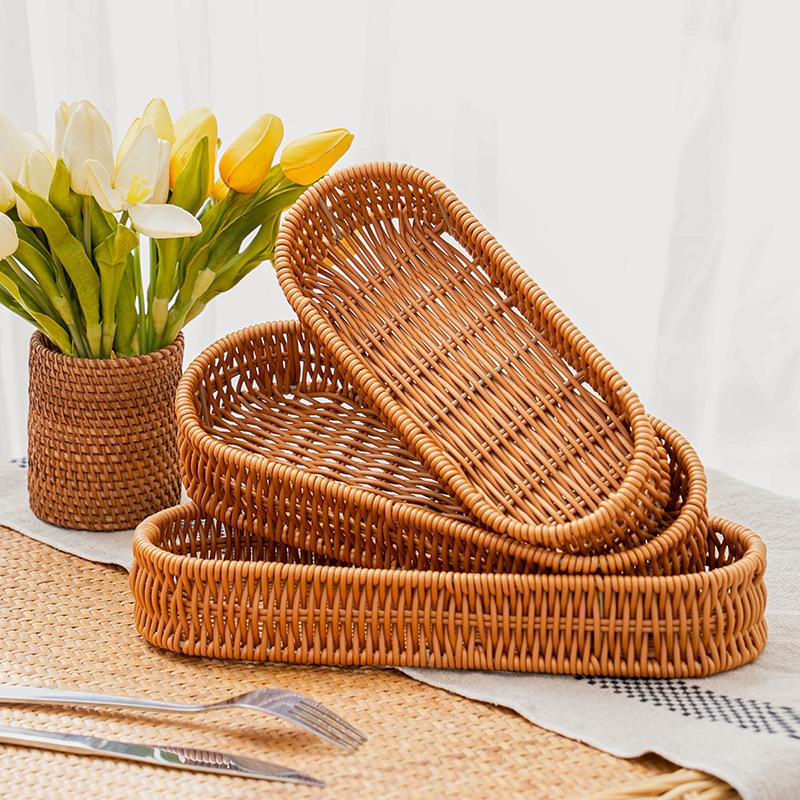 Imitation Rattan Messer und Gabel Gemüse Westliches Restaurant Kommerzielle Aufbewahrungsbox Handgewebt Rechteckig Küche Aufbewahrung Abfluss