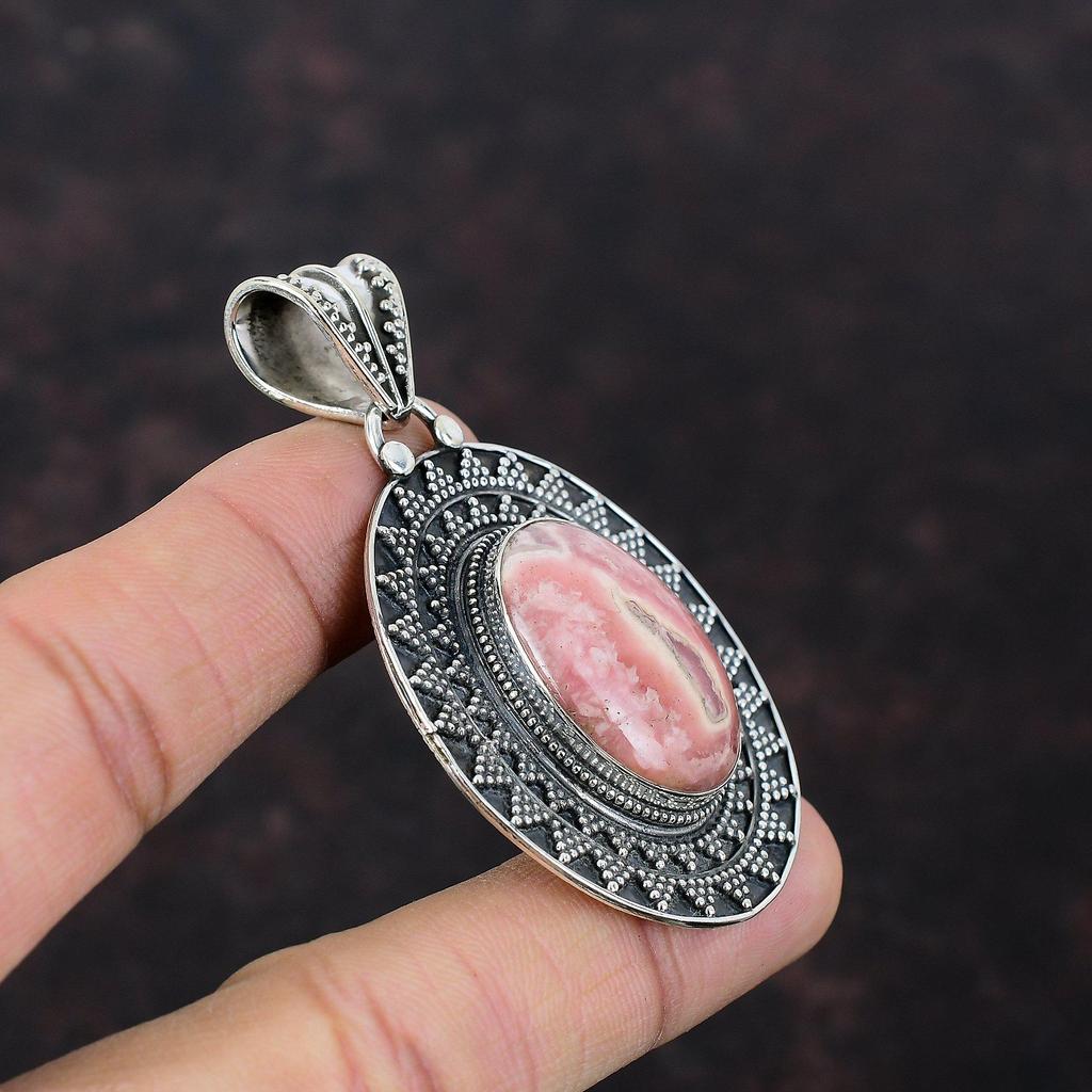Rhodochrosite Pendant Gemstone Pendant Amazing Jewelry 925 Sterling Silver Pendant Handmade Jewelry Very Pretty Vintage Pendant Gift For Him