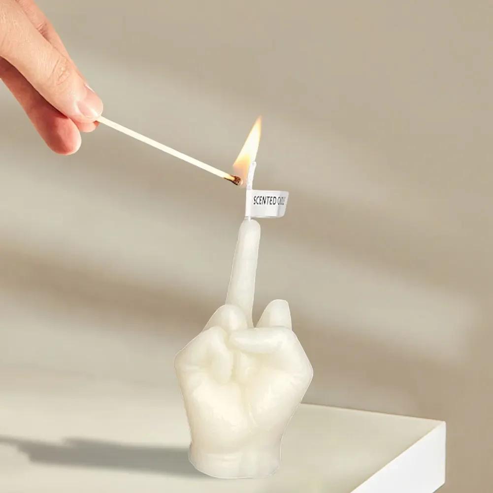 Creative Candles Middle Finger Shaped Gesture Scented Candles Niche Funny Quirky Gifts Home Decoration Ornaments Birthday Gifts