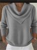 V-neck Waffle Knit Solid Color Pullover Loose Top for Autumn/Winter 2025 Fashion