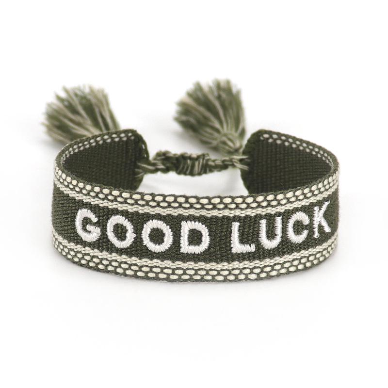 Handmade European Style Embroidered Love Bracelet with Tassels for Girls