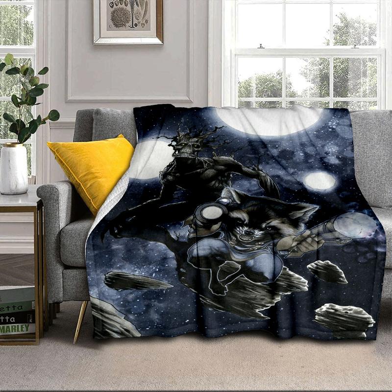 Galactic Raccoon Hero Blanket Flannel Blanket for Bed, Sofa, Camping, Hiking, Picnic Essentials, Gift for Family Fan Gifts