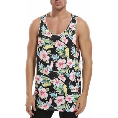 Men's Summer Print Hawaiian Style Vacation and Casual Summer Slim Print Personality Sleeveless Vest