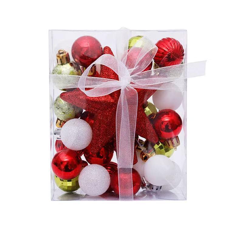 3CM/30PCS Tree Top Star & Small Ball Ornament Set - Holiday Christmas Decoration Gift Box