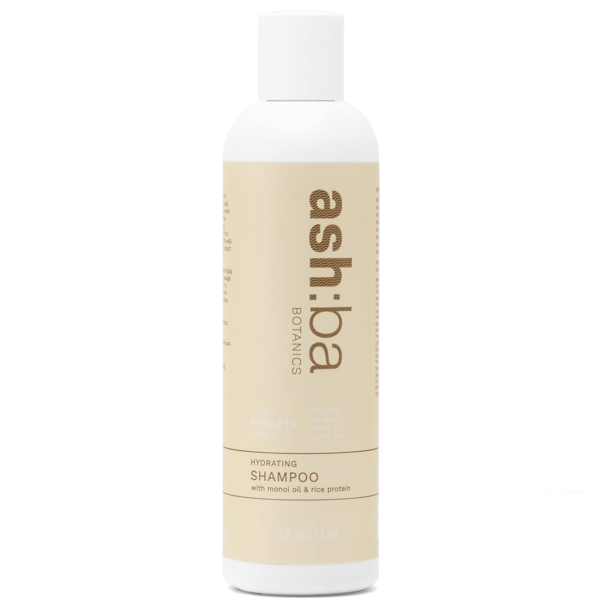 Ashba Botanics Увлажняющий шампунь для прямых, волнистых, кудрявых и очень кудрявых волос|Шампунь для кудрявых волос для мужчин и женщин|Масло монои, масло макадамии, экстракт зеленого чая и рисовый П