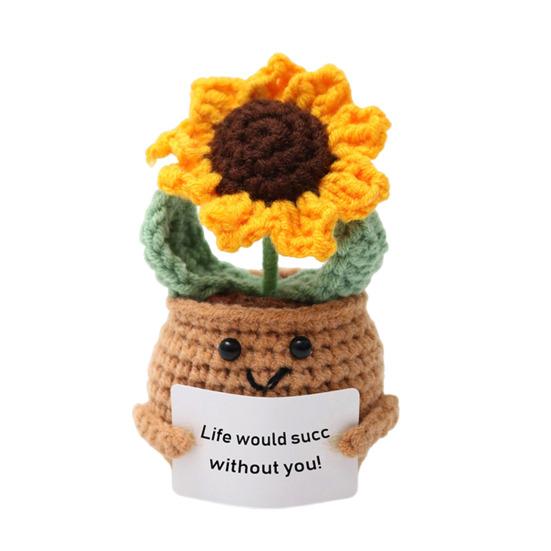 Háčkování pozitivní houby s kartou Emoční podpora Ruční pletení Květinová slunečnice Hranolky Včela Žralok Panenka Dekorace Ornament