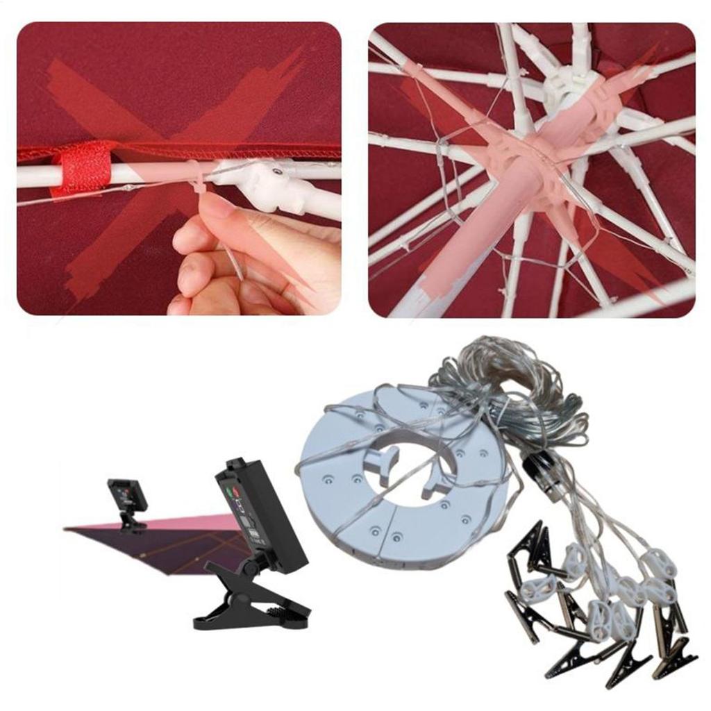 Lights For Patio Umbrella Solar LED String Lights Patio Umbrella Waterproof Ambient Lighting With 8 Modes For Outside Deck