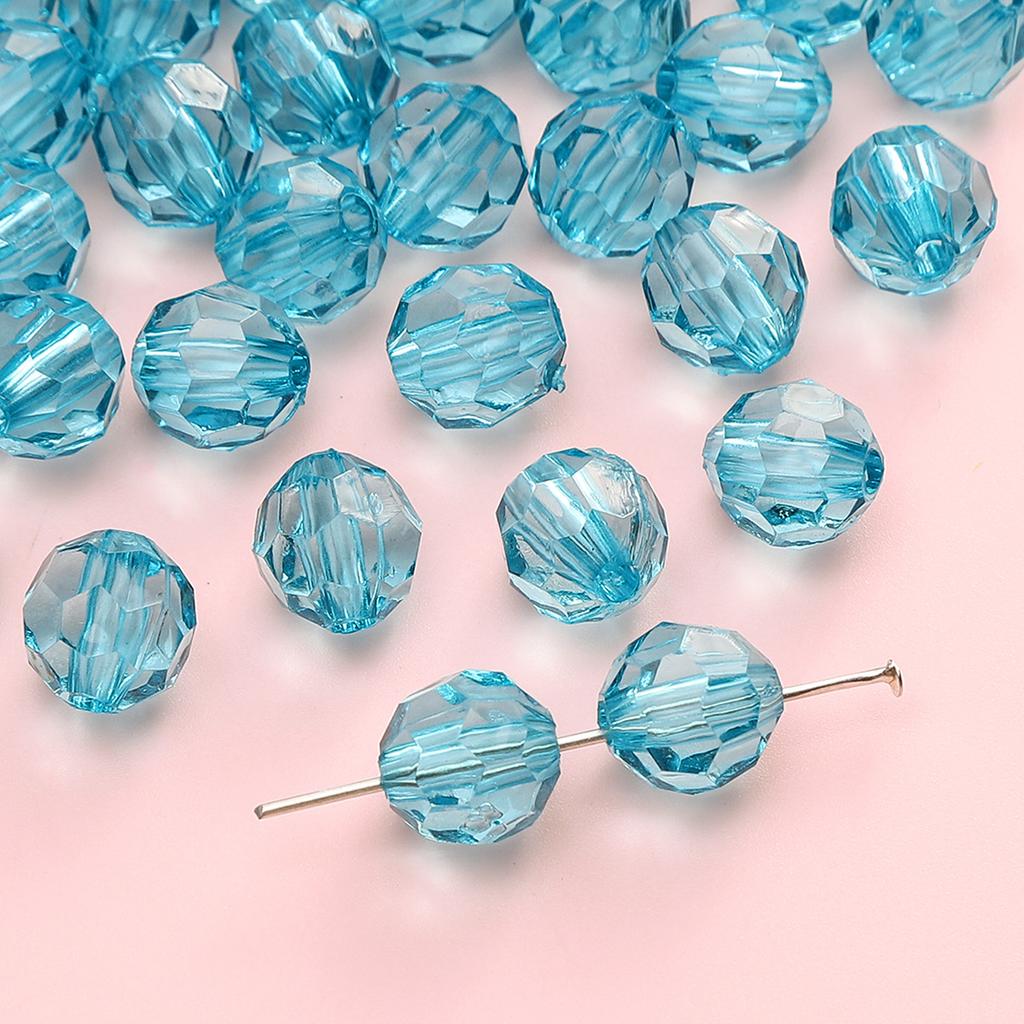 Handmade Beads Diamond-shaped Faceted Beads Acrylic Transparent Irregular Faceted Round Beads Beads DIY Bracelet Cell Phone Chain Jewelry Loose Beads