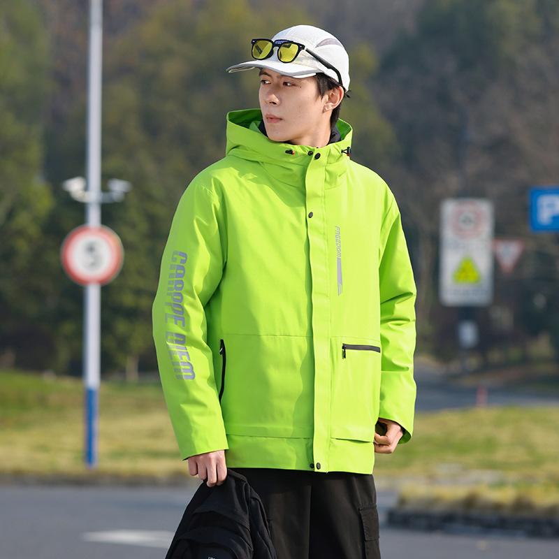 

Бархатная куртка Ollie с фирменным вышитым логотипом для осени и зимы, съемная куртка для альпинизма «три в одном», ветрозащитная и водонепроницаемая куртка 6XL