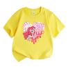 Kids Boys Girls 100% Cotton Crew Neck Short Sleeve T-Shirt, Cute Pink Pony Print Casual Comfortable Tee for Daily Wear, Lightweight Breathable Summer