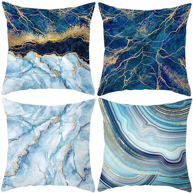 Blue Marble Printed Pillow Abstract Home Sofa Car Pillow Head Cushion