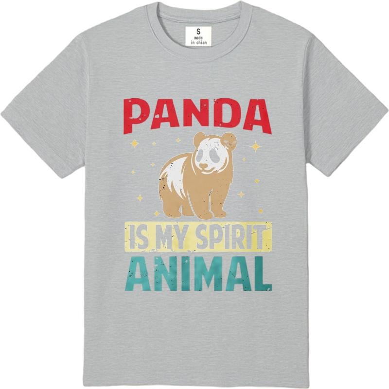 Men cotton tshirt Graphic summer Men t shirt Panda Is My Spirit Animal Short Sleeve Adult Oneck tops Brand t shirt for man