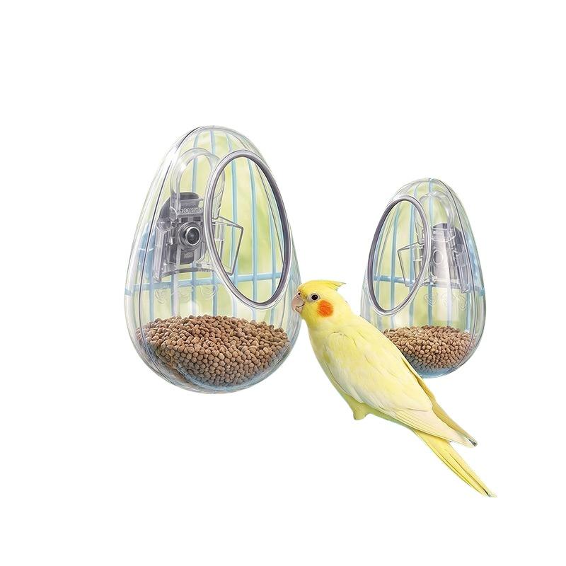 1PcsWall Hanging Bird Food Cup Anti Splashing Transparent Bird Feeding Bowl Detachable Plastic Parrot Feeder Drinker