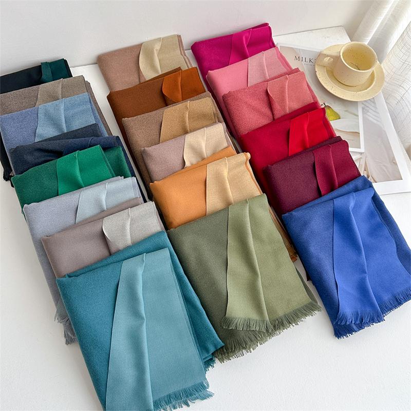 Luxury Winter Cashmere Scarf Women Two Colours Handkerchief Warm Pashmina Female Shawl Wrap Soft Pareo Bufanda Scarves Stole