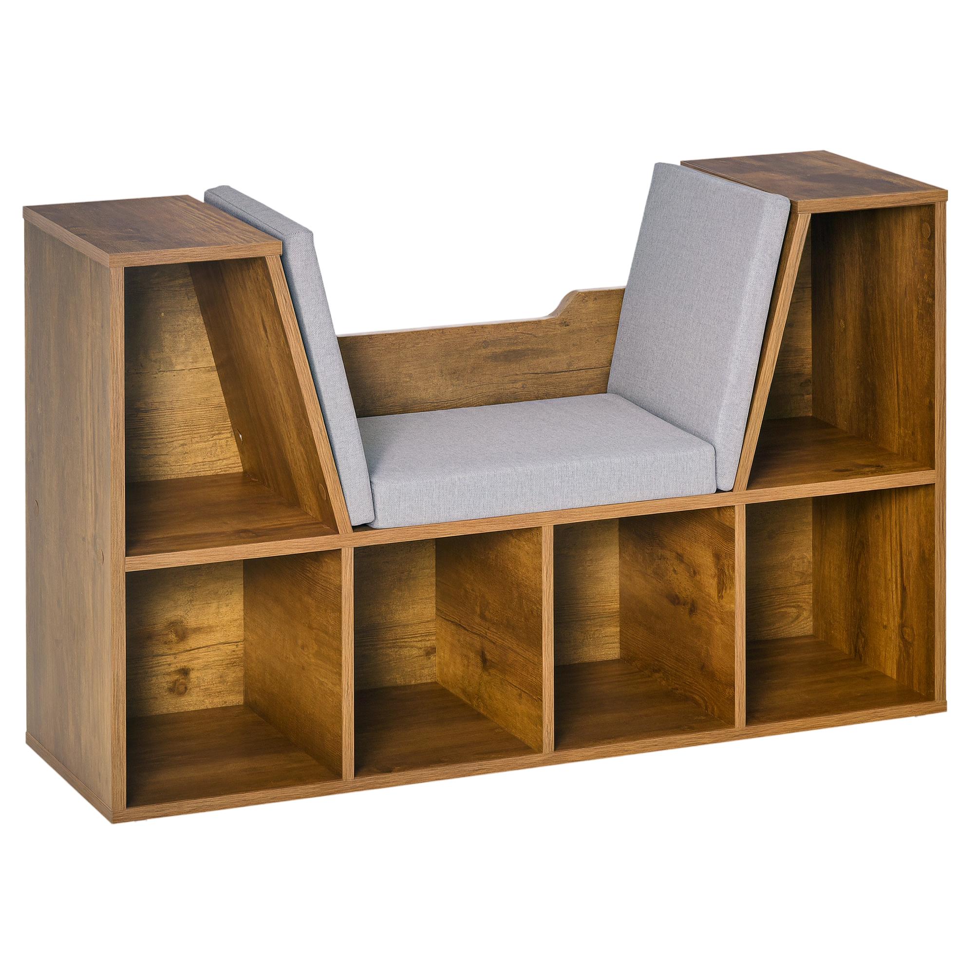 2-In-1 bookcase bench with seat cushions